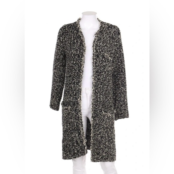 Zara Knit long open front cardigan sweater jacket frayed/fringed edges. Size M - Picture 1 of 15